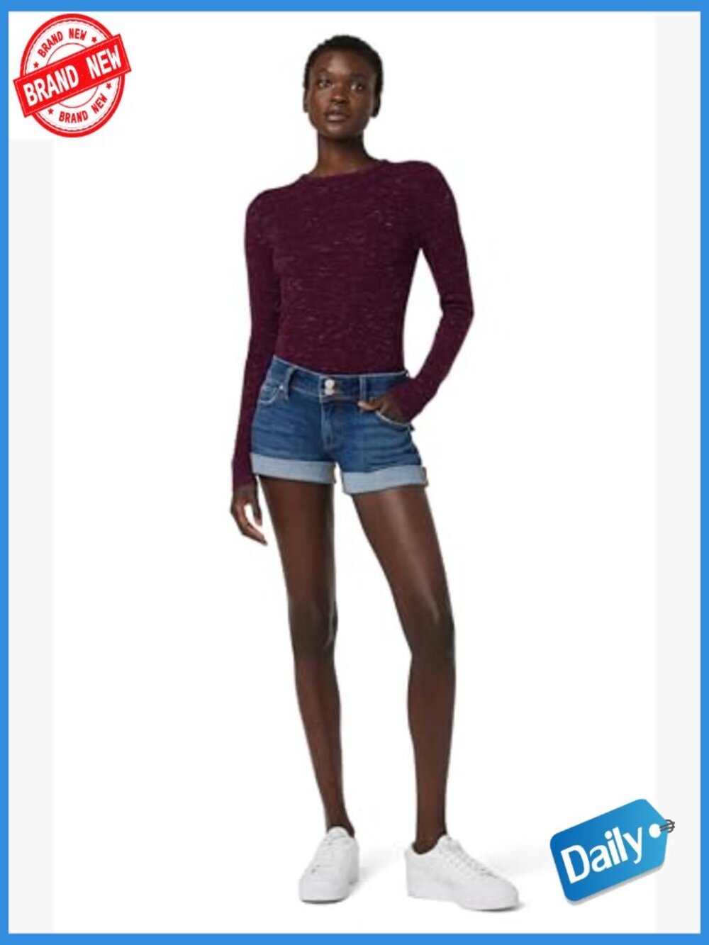 High Rise Cut Off Denim Shorts Mid Rise Stretch - Picture 6 of 7